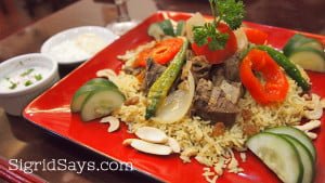 kapsa lamb biryani at Kabbara Cafe