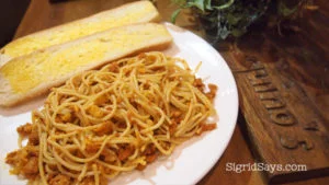 chorizo pasta at Quino's Cafe