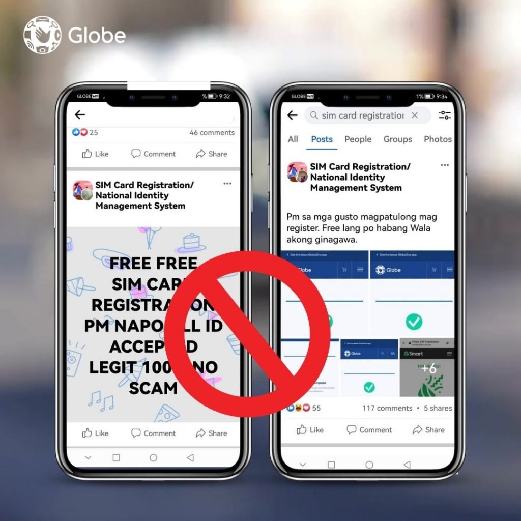 SRA Public Advisory - beware of online SIM registration assistance Philippines - Globe Telecom