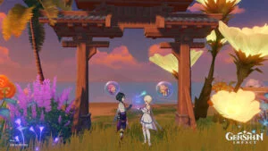 Genshin Impact characters - Genshin Impact landscapes - online game - RPG - Xiao and Lumine - free-to-play games