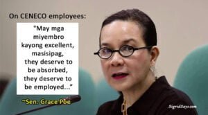 Sen Grace Poe - CENECO employees - NEPC employment - Senate hearing -Bacolod City - Philippines - quote