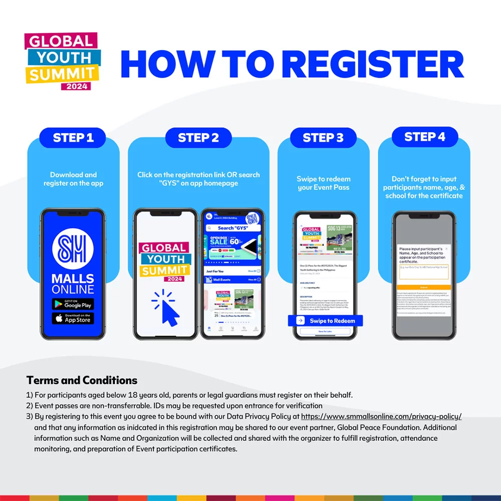 Global Peace Foundation (GPF), SM Cares, SM Malls, SM City Bacolod, UN SDG, UN Sustainable goals, Bacolod City, 17 UN SDGs, Philippines, Philippine mall, youth, young people, how to register for the 2024 Global Youth Summit