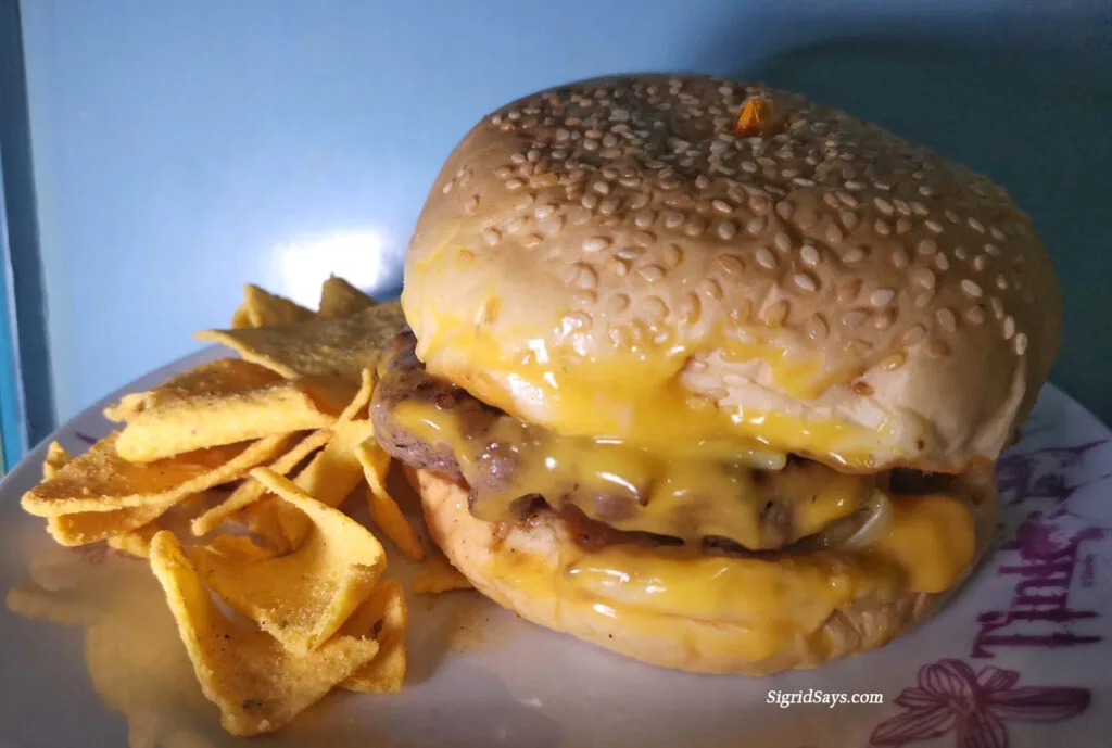 A Big Beefy Burger cheeseburger.