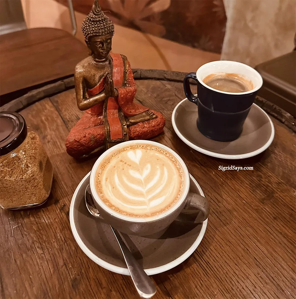 Morning coffee: Latte and Americano at Coffee Culture.