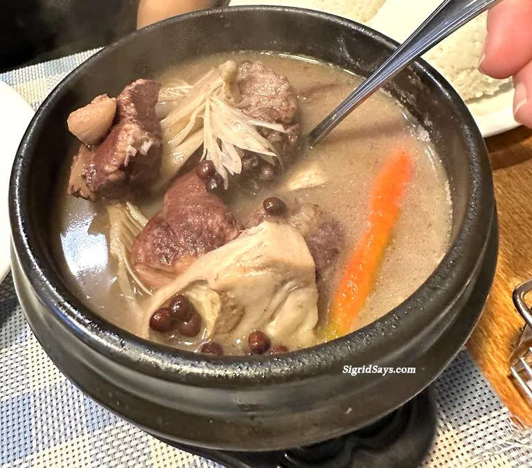 The KBL at Sandok Comfort Food is served in this Korean black bowl that keep the broth boiling on the table for several minutes.