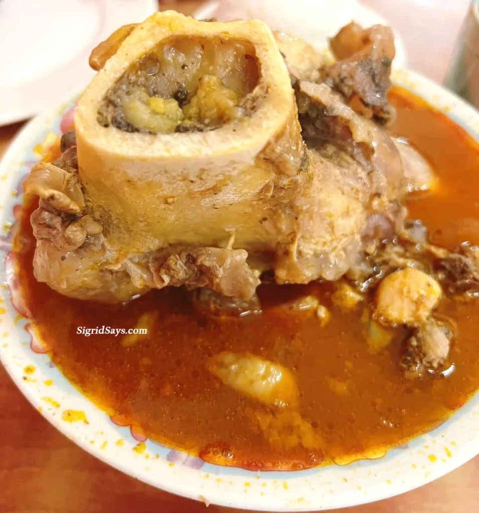 A big beef shank with its marrow still intact at Sharyn's Cansi House. It is one of the original players in Capitol Shopping.