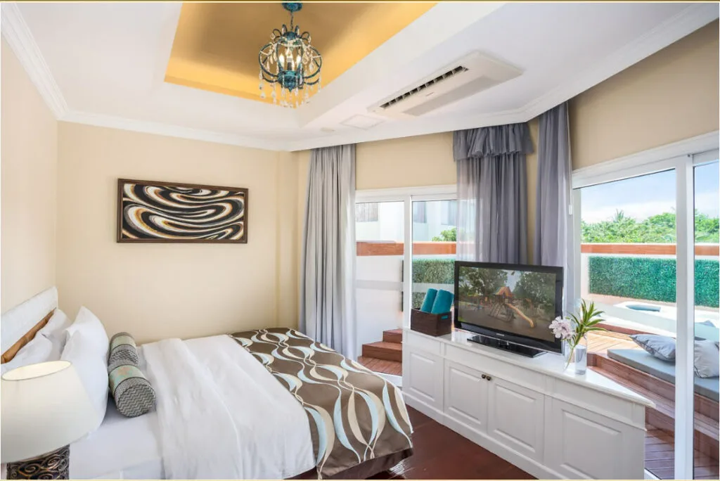 Inside a villa.