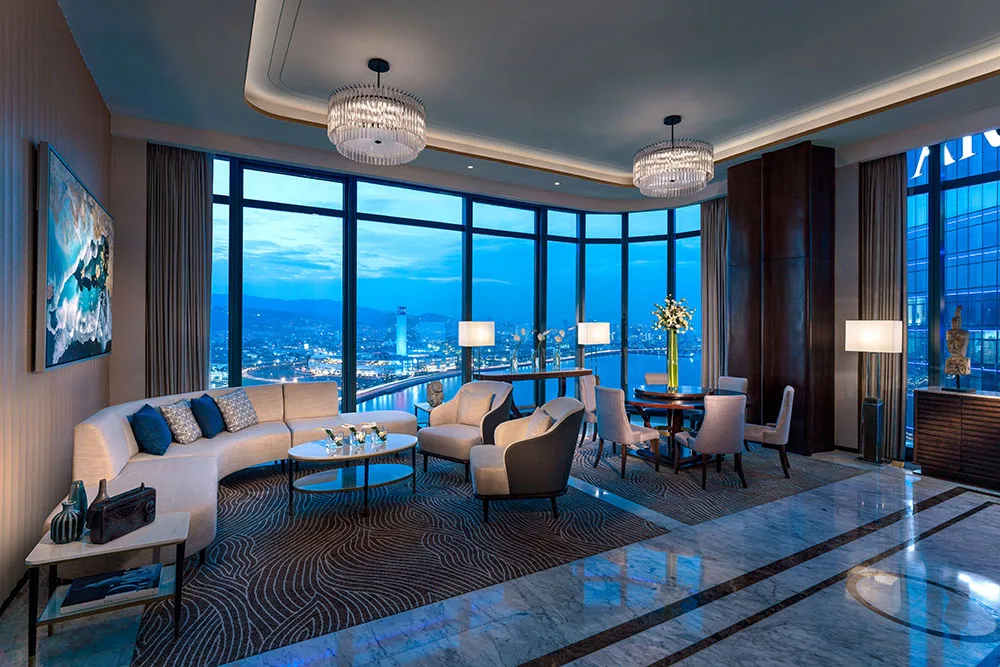 The living area of the Presidential Suite.