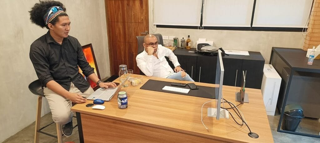 Early days of inception of the PlanOut event management app: Founder Kim Llena pitching his idea to LMF Capital, Inc. Chairman, Mr. Francis Lloyd Llena 