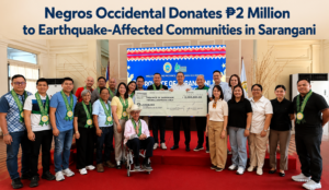 Negros Occidental gives P2M to earthquake-affected communities in Sarangani with the help of Primelectric, Ignite, and Negros Power.