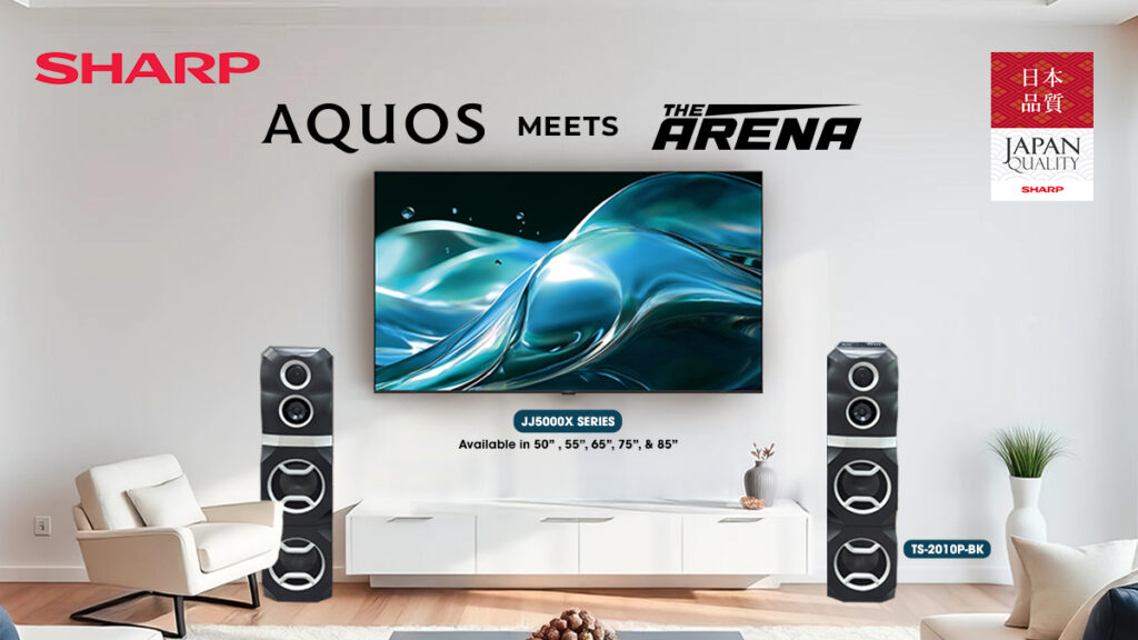 AQUOS-4K-TV-and-The-Arena-Speaker-FI