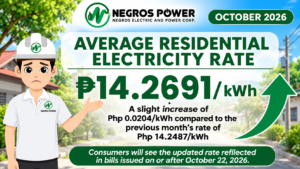 Negros Power - October 2026 electricity rates
